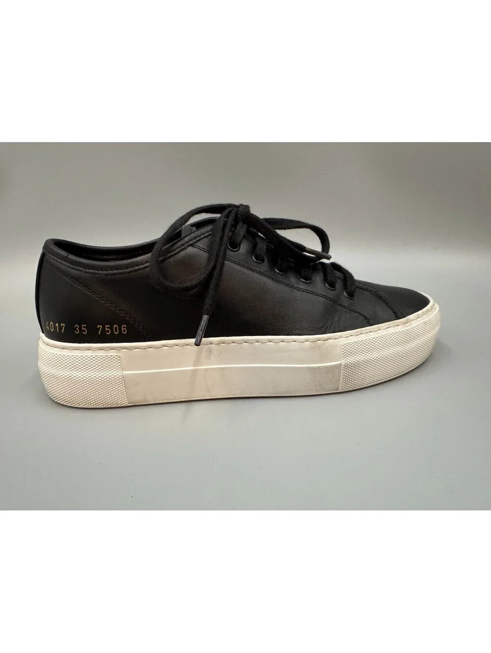 Women’s Common Projects Tournament Leather Trainer Sneakers 4017 Black US 5